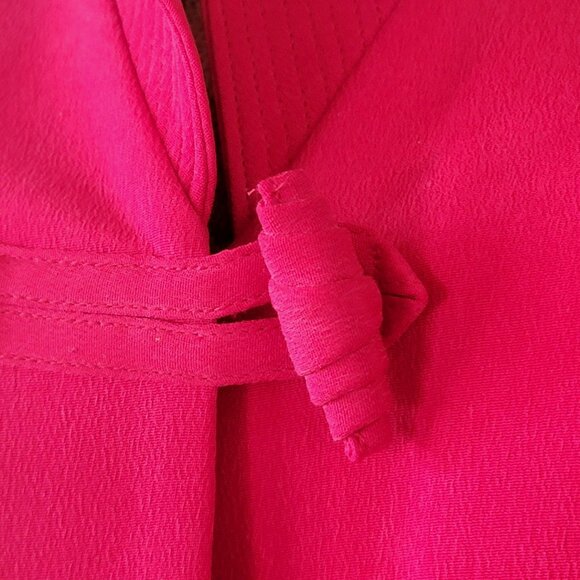 Vtg Silk Red Long-Sleeve Blazer With Knot Button Closures & Wide Collar - Picture 4 of 16